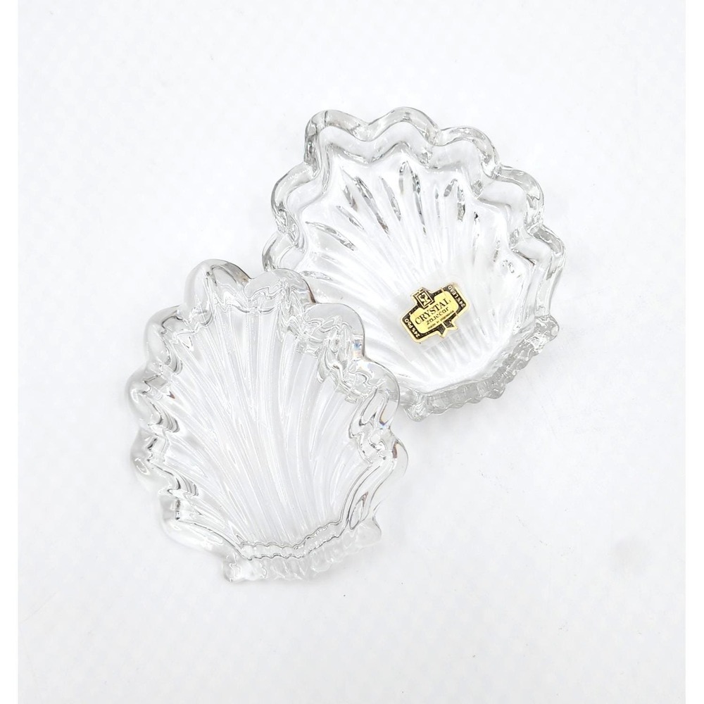Vintage Crystal Zajecar Clamshell Trinket Box Yugoslavia 24% Lead Glass Lidded - Picture 6 of 9